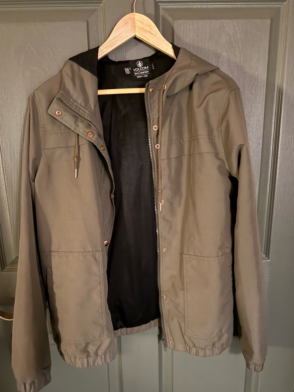 Volcom Olive Green Hooded windbreaker Jacket
